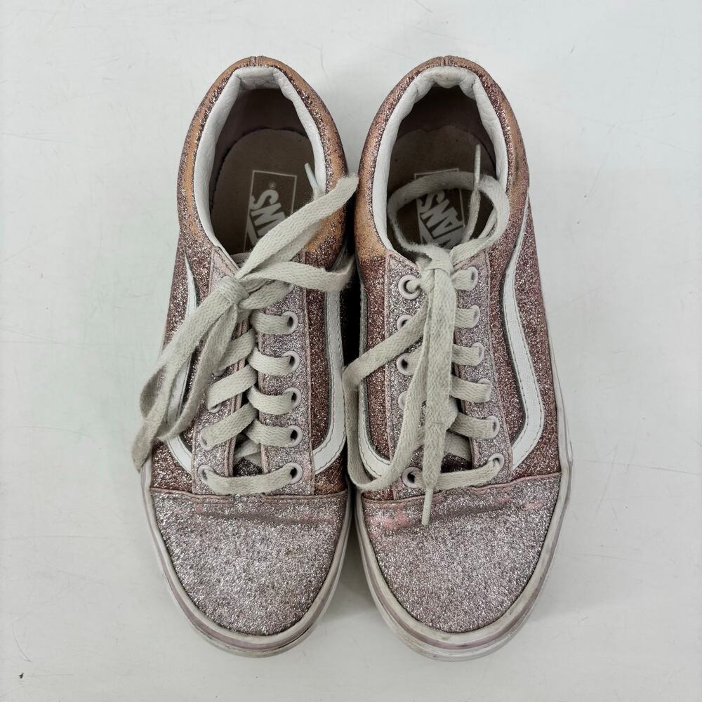 Vans Girls Size 3.5 US Juniors Pink Glitter Lace Up Casual Sneakers - Picture 8 of 14